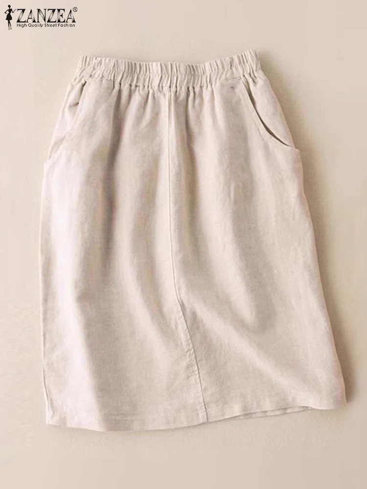 ZANZEA Casual Cotton Skirts 2024 Summer Elastic Waist Pockets Faldas Vintage Solid Jupe Women Skirts Holiday Straight Midi Skirt
ZANZEA Casual Cotton Skirts 2024 Summer Elastic Waist Pockets Faldas Vintage Solid Jupe Women Skirts Holiday Straight Midi Skirt