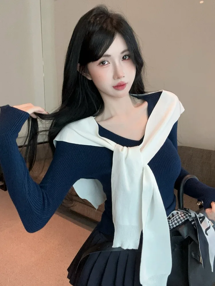 College Style Navy Collar Knitted Sweater Women's Autumn Winter V-Neck Base Shirt Inner Wear High-End Feelings Shoulder Shawl
College Style Navy Collar Knitted Sweater Women's Autumn Winter V-Neck Base Shirt Inner Wear High-End Feelings Shoulder Shawl