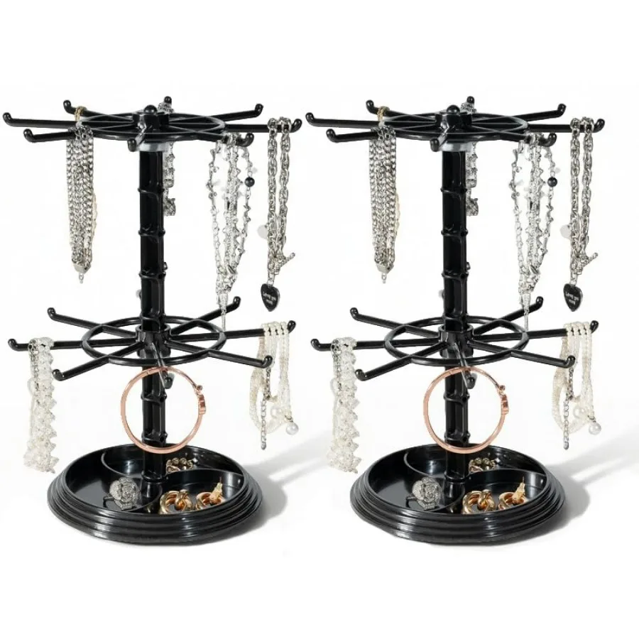 2pcs black 2 Tier Rotating Jewelry Display Stand, Necklace Holder, Jewelry Tree Stand, DIY Organizer for Bracelets, Necklaces,
2pcs black 2 Tier Rotating Jewelry Display Stand, Necklace Holder, Jewelry Tree Stand, DIY Organizer for Bracelets, Necklaces,