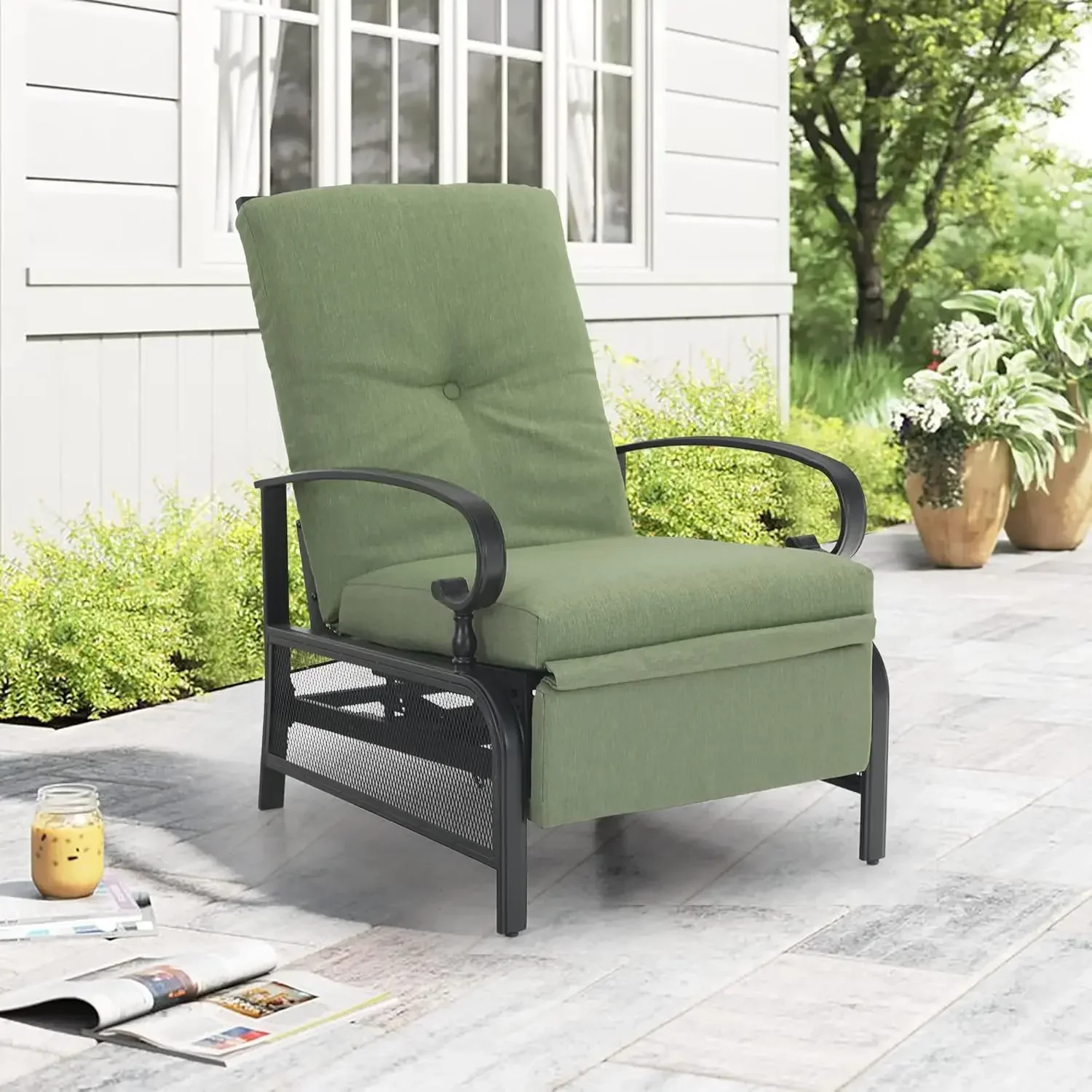 Outdoor Recliner Patio Lounge Chair Adjustable Reclining Chair with Removable Cushion and Metal Frame
Outdoor Recliner Patio Lounge Chair Adjustable Reclining Chair with Removable Cushion and Metal Frame