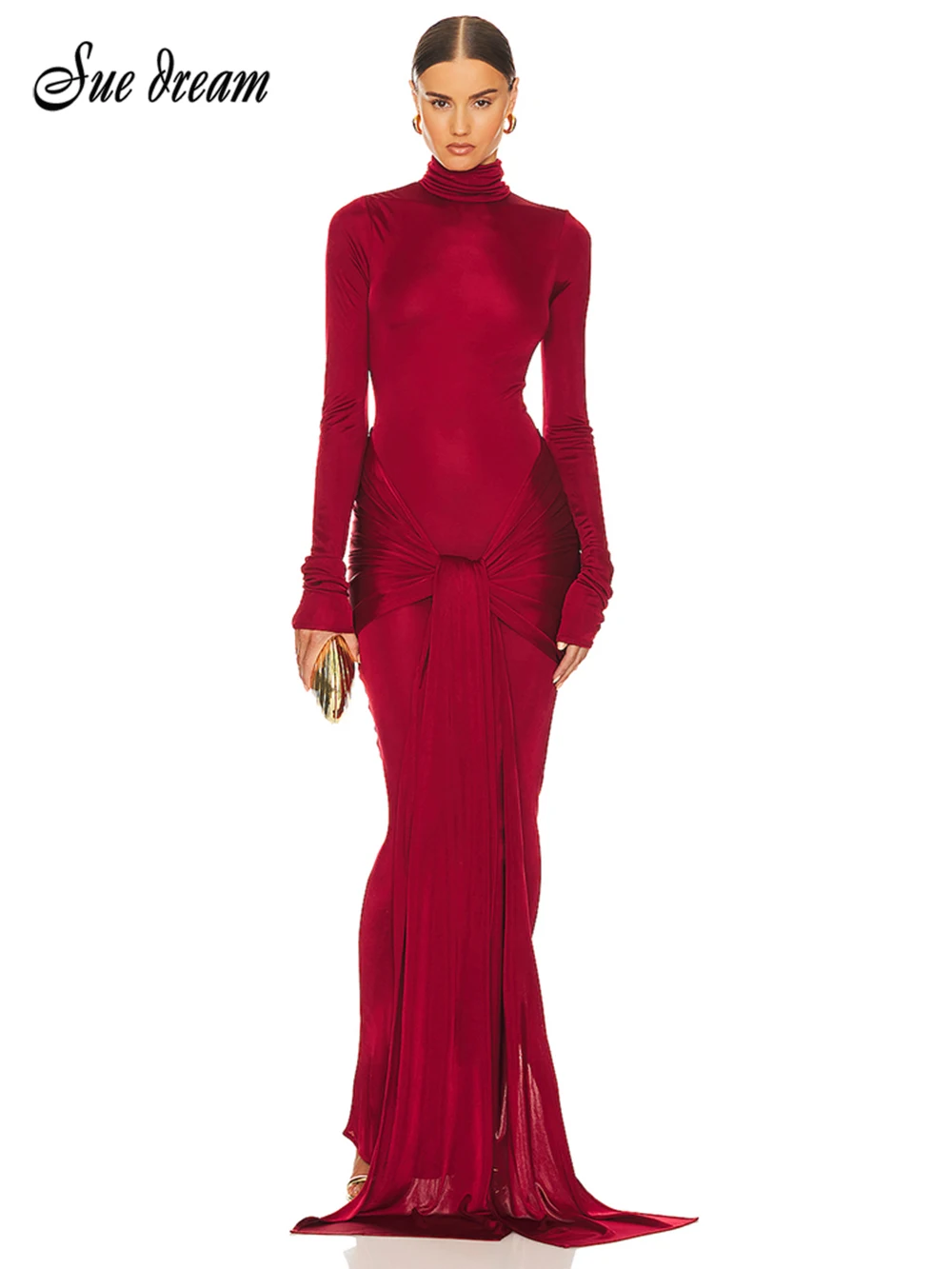 2024 Summer New Women's Long sleeved High Necked Fashion Sexy Patchwork Lace Up Long Dress Bodycon Celebrity Party Evening Dress
2024 Summer New Women's Long sleeved High Necked Fashion Sexy Patchwork Lace Up Long Dress Bodycon Celebrity Party Evening Dress