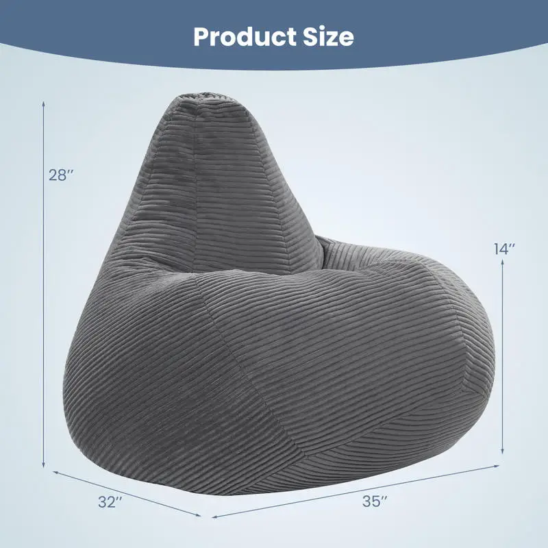 Bean Bag Chair for Adults Accent Lazy Sofa with Skin-friendly Corduroy Cover and Soft Sponge Filling-Dark Gray
Bean Bag Chair for Adults Accent Lazy Sofa with Skin-friendly Corduroy Cover and Soft Sponge Filling-Dark Gray