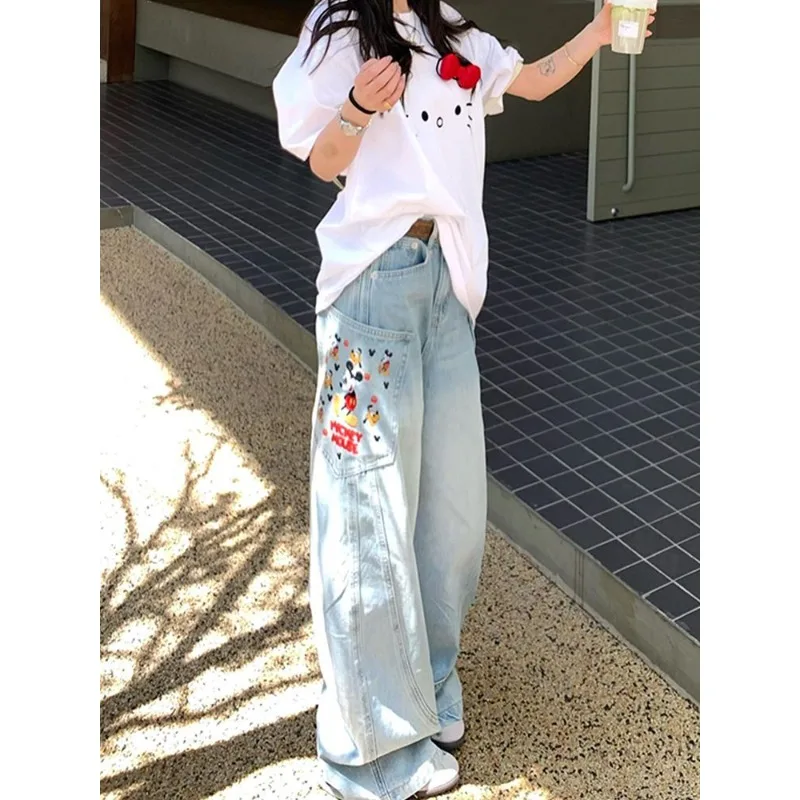 Women's American Vintage Fun Mickey Print Jeans Designer Touch Edgy Girl Style Lazy Relaxed Vibe Floor-Length Curved Leg Pants
Women's American Vintage Fun Mickey Print Jeans Designer Touch Edgy Girl Style Lazy Relaxed Vibe Floor-Length Curved Leg Pants