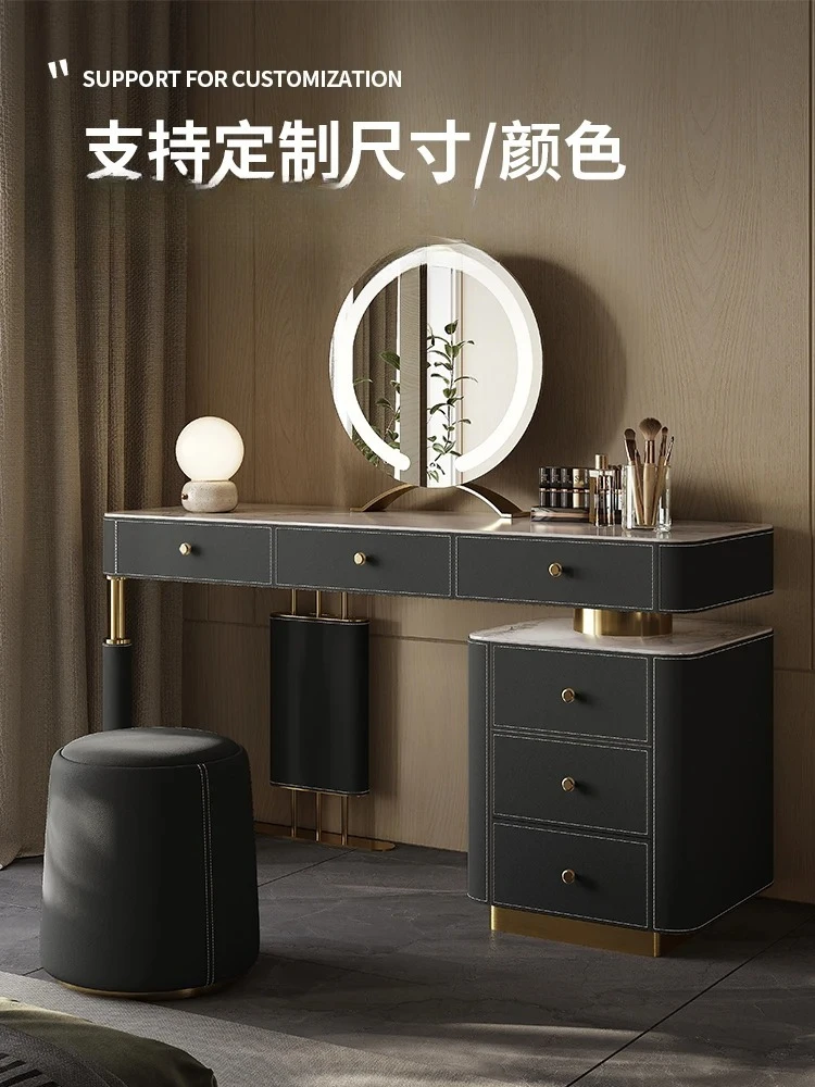 Modern light luxury high-end rock slab storage Bedside table, vanity table, integrated saddle leather vanity table
Modern light luxury high-end rock slab storage Bedside table, vanity table, integrated saddle leather vanity table