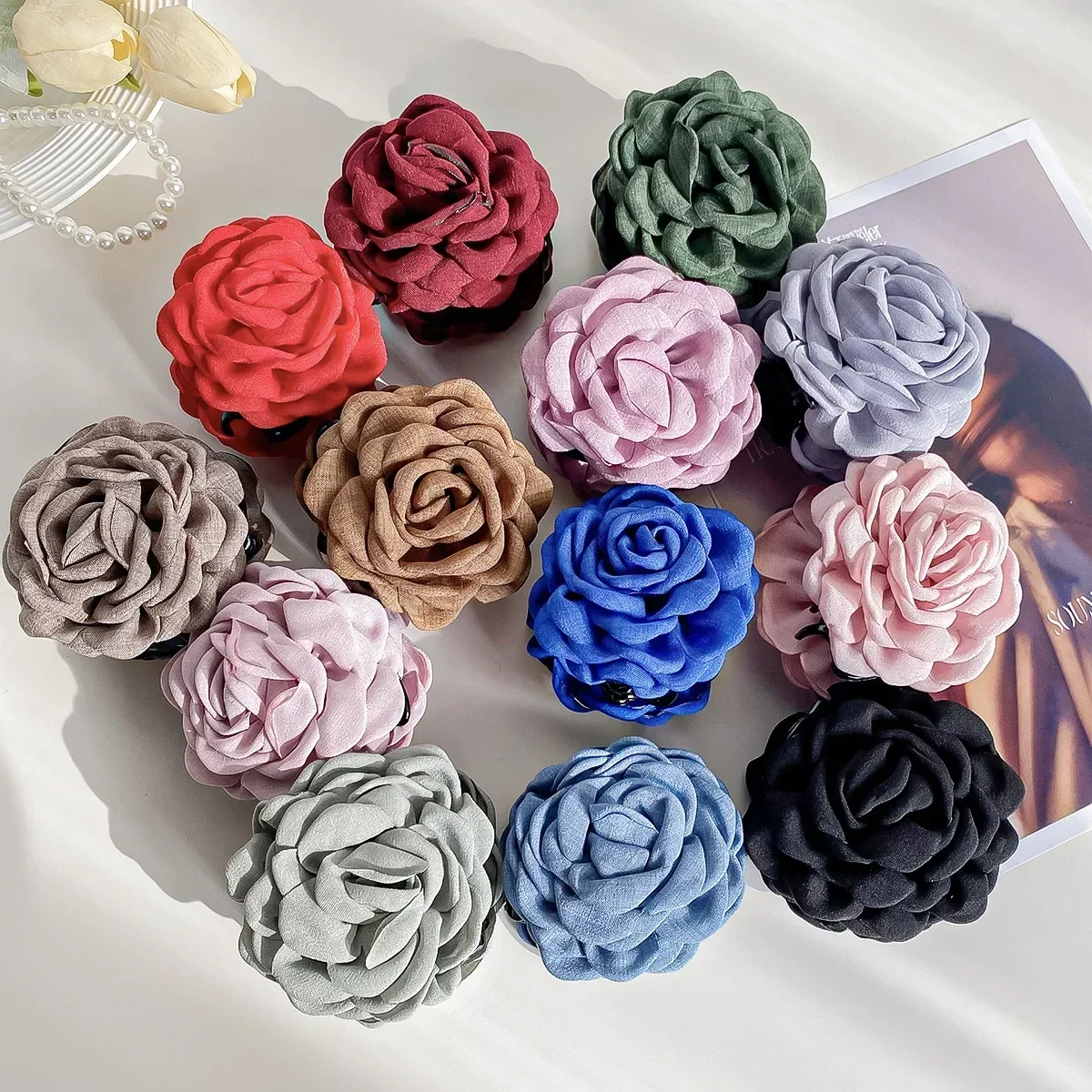 French Three-dimensional Rose Flower Hair Claw Handmade Fabric Flower Grab Hair Clip Sweet Shark Clip Hair Accessories for Women
French Three-dimensional Rose Flower Hair Claw Handmade Fabric Flower Grab Hair Clip Sweet Shark Clip Hair Accessories for Women