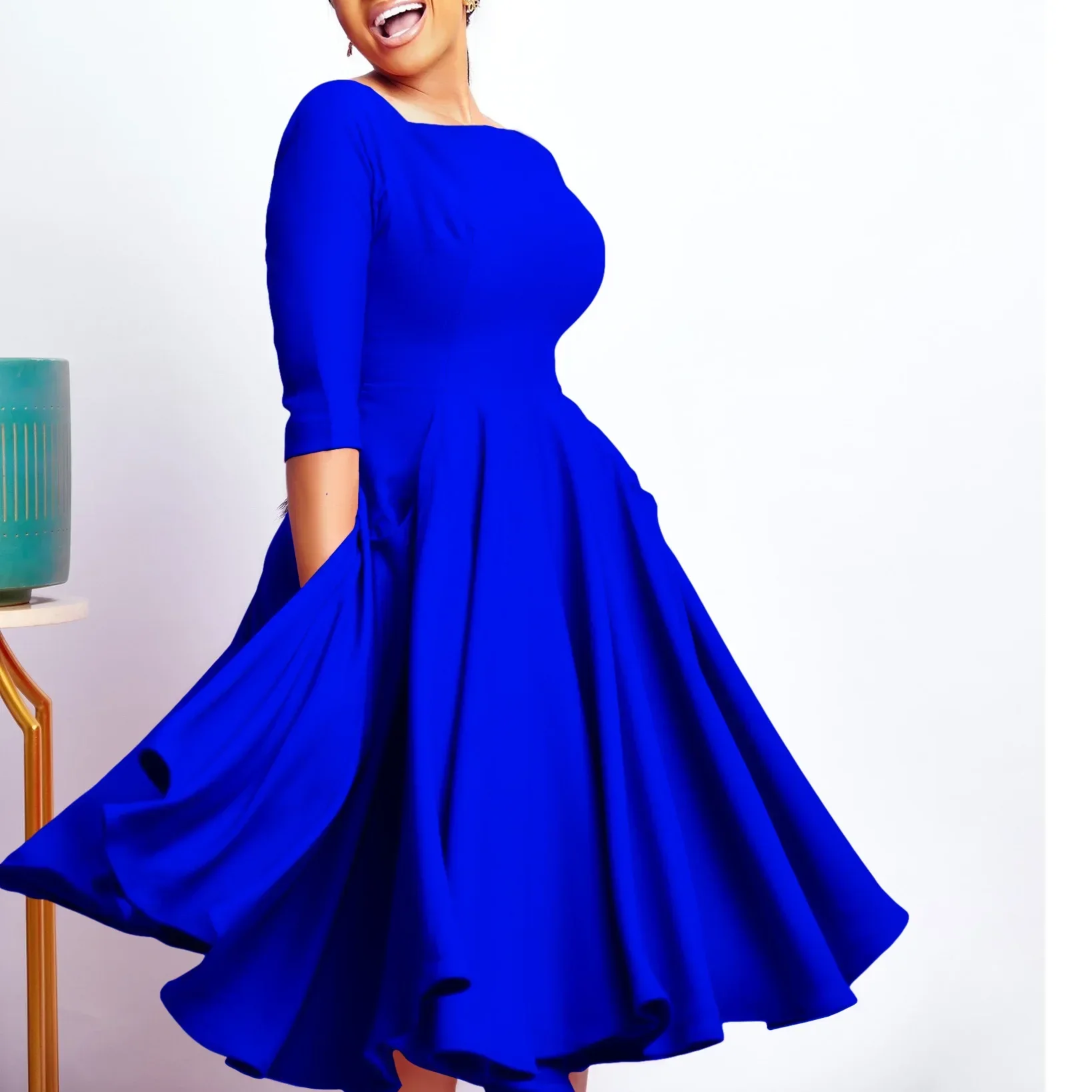 African Dresses for Women Spring 2024 Elegant Africa 3/4 Sleeve Polyester Black Blue Rose Red Midi Dress Dashiki Africa Clothing
African Dresses for Women Spring 2024 Elegant Africa 3/4 Sleeve Polyester Black Blue Rose Red Midi Dress Dashiki Africa Clothing
