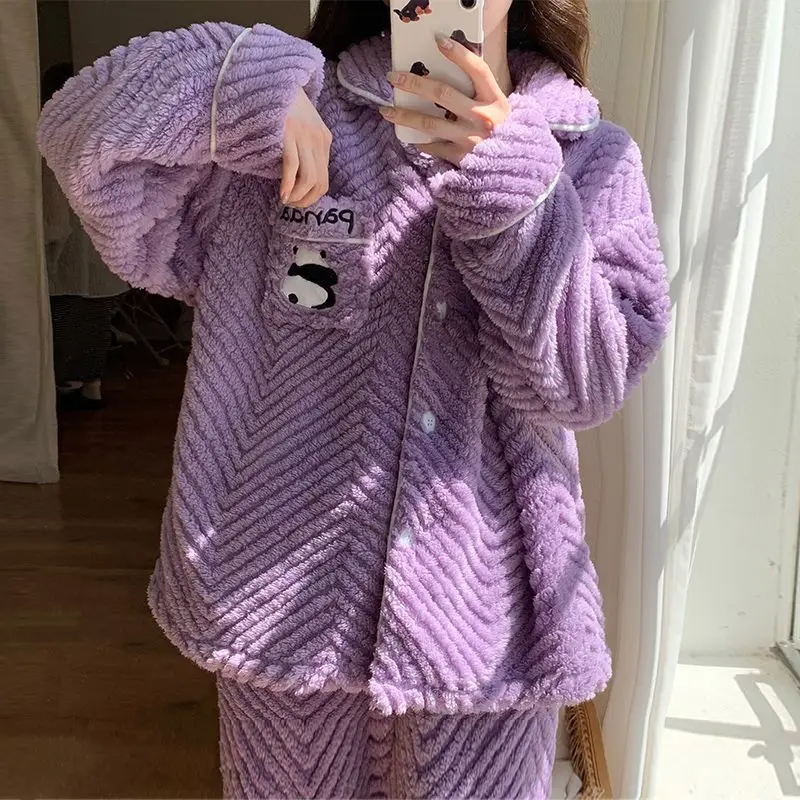 coral fleece Women's pajamas autumn winter Sleepwear cartoon flannel new model keep warm homewear thicken fleece-lined suit
coral fleece Women's pajamas autumn winter Sleepwear cartoon flannel new model keep warm homewear thicken fleece-lined suit