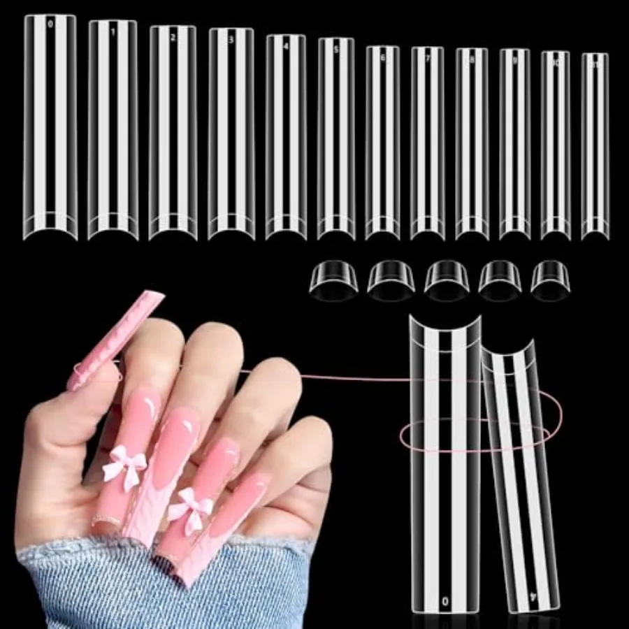 504 PCS No C Curve Clear Nail Tips for Acrylic Nails Professional, 3XL Extra Long, 12 Sizes Half Cover Straight Tapered Square
504 PCS No C Curve Clear Nail Tips for Acrylic Nails Professional, 3XL Extra Long, 12 Sizes Half Cover Straight Tapered Square