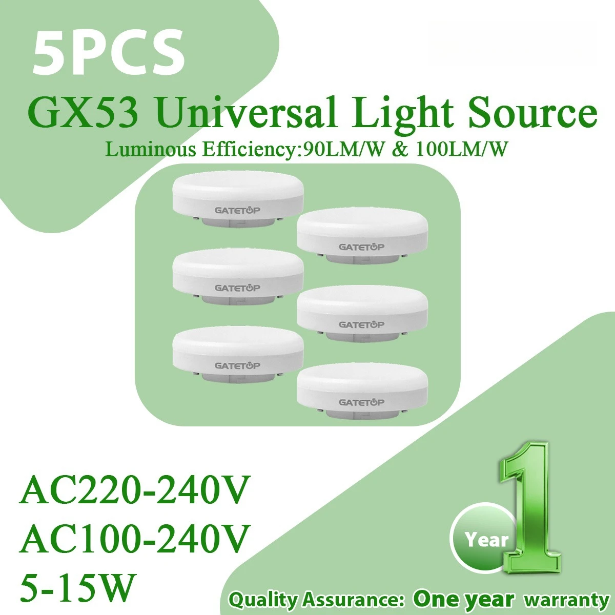 5PCS LED Spotlight GX53 Wide Voltage 220V 100V 5W 7W 9W 12W 15W Cold Light Warm White Natural Light 3000K 4000K 6000K
5PCS LED Spotlight GX53 Wide Voltage 220V 100V 5W 7W 9W 12W 15W Cold Light Warm White Natural Light 3000K 4000K 6000K