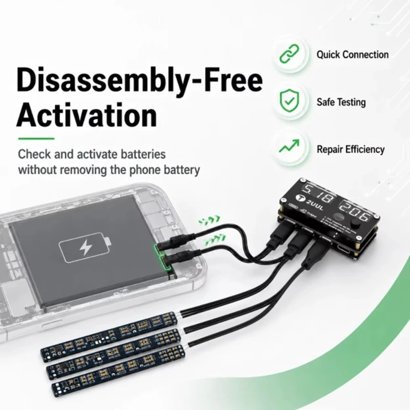 2UUL BT05 Professional Mobile Battery Activation Tool 4-Line Fast Charging Board For Cellphone Battery Repair Use
2UUL BT05 Professional Mobile Battery Activation Tool 4-Line Fast Charging Board For Cellphone Battery Repair Use