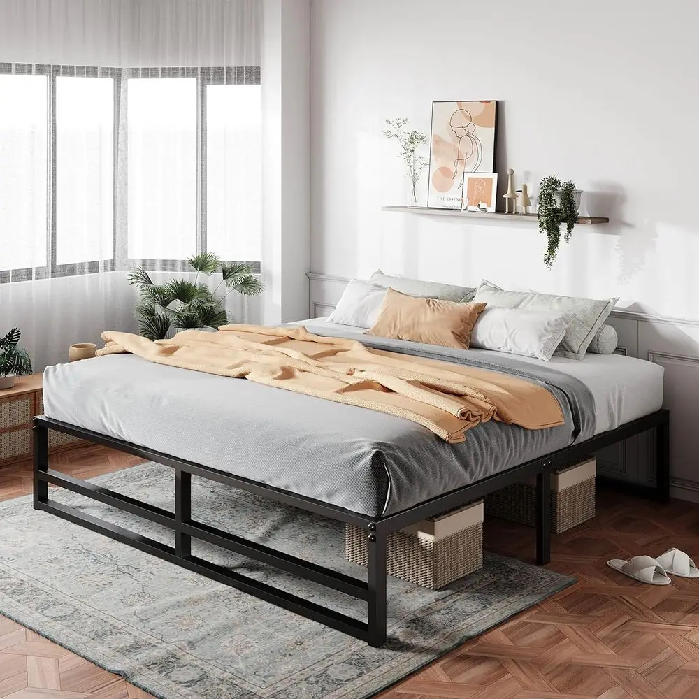 14 Metal Platform King Bed with Steel Slat Support, Ample Storage, Mattress Foundation, No Box Spring Needed, Easy Assembly
14 Metal Platform King Bed with Steel Slat Support, Ample Storage, Mattress Foundation, No Box Spring Needed, Easy Assembly