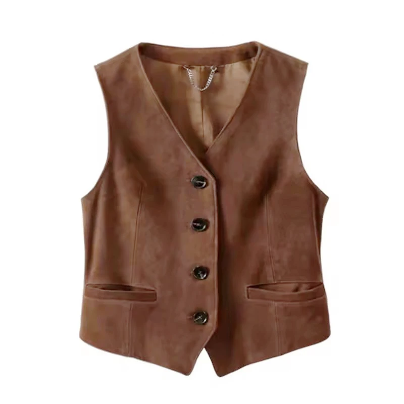 100% Genuine Cowhide Women's Vest Tops 2024 Autumn New Vintage British Style V-neck Cow Suede Female Casual Short Waistcoat Tops
100% Genuine Cowhide Women's Vest Tops 2024 Autumn New Vintage British Style V-neck Cow Suede Female Casual Short Waistcoat Tops