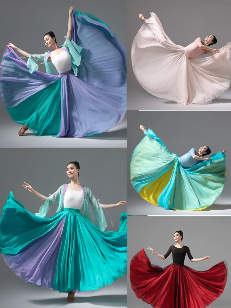 Классический танцевальный костюм: юбка для выступлений с вращением на 360 градусов, двухслойная, для современных танцев, из шифона.
Классический танцевальный костюм: юбка для выступлений с вращением на 360 градусов, двухслойная, для современных танцев, из шифона.