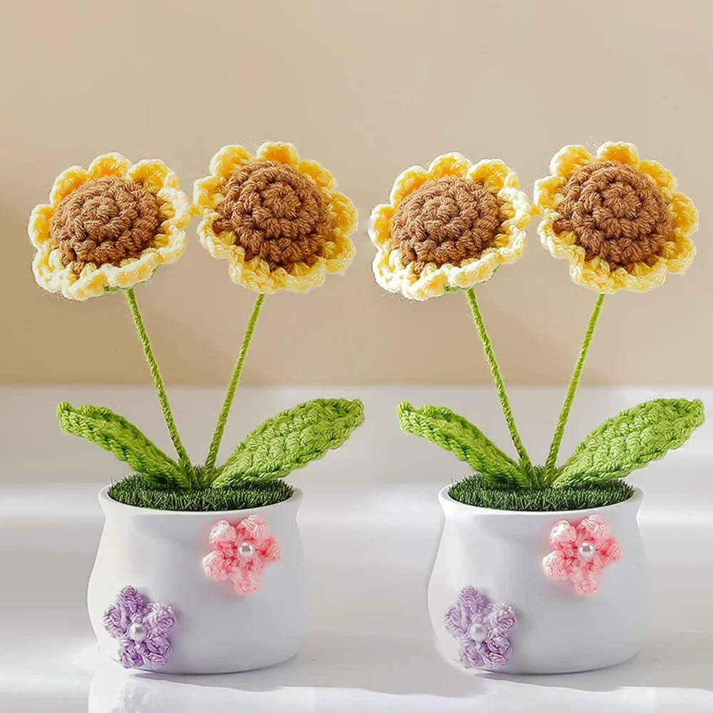 2 Pcs Handmade Crochet Sunflower with Mini Planter Pot - Zero Maintenance Desk Decor, Car Dashboard & Kitchen Decor, Durable Fad
2 Pcs Handmade Crochet Sunflower with Mini Planter Pot - Zero Maintenance Desk Decor, Car Dashboard & Kitchen Decor, Durable Fad
