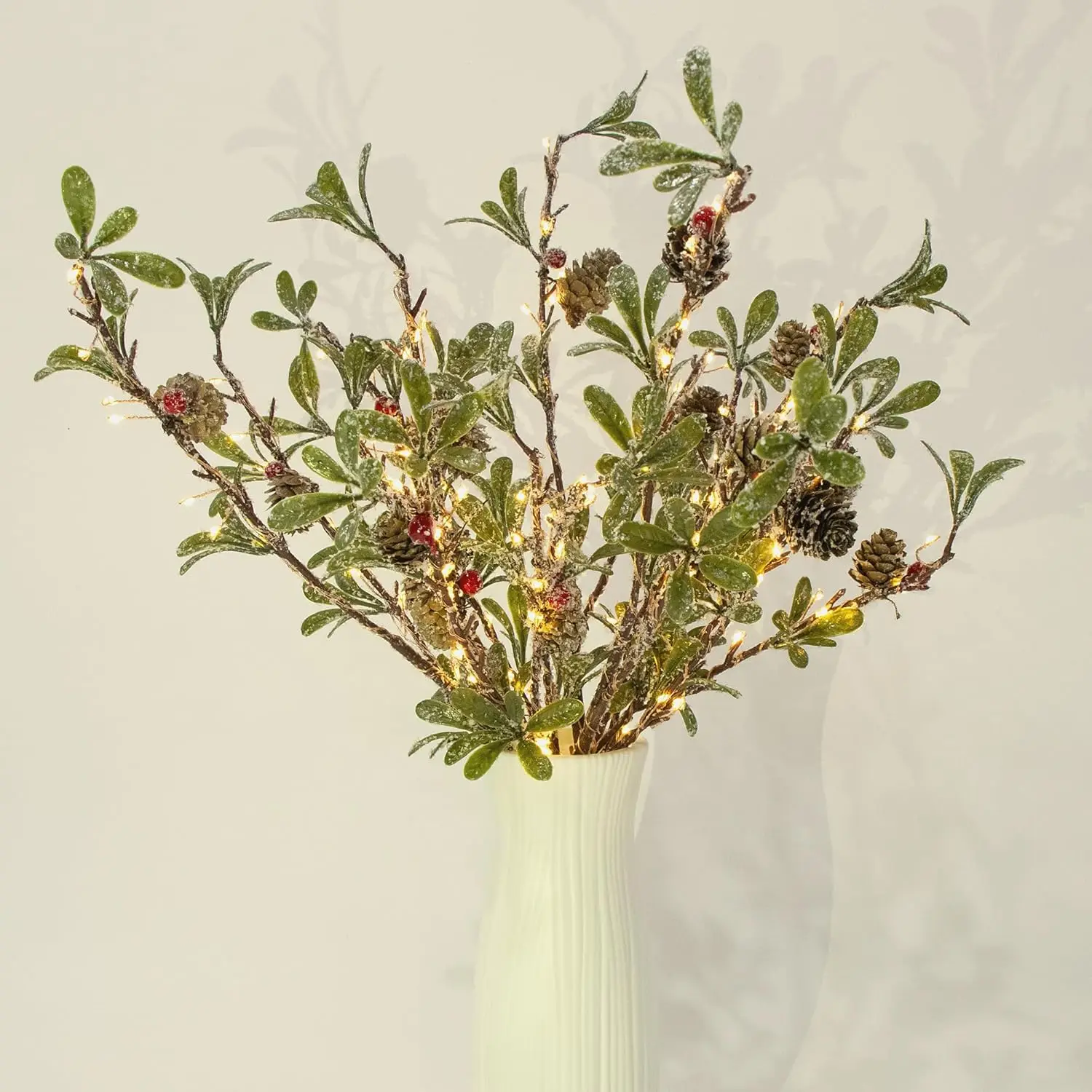 3 PCS Christmas Lighted Branches for Vases, 147 Lights with Snowflake, Mistletoe, Berries, Pine Cones, Battery Operated, Timer,
3 PCS Christmas Lighted Branches for Vases, 147 Lights with Snowflake, Mistletoe, Berries, Pine Cones, Battery Operated, Timer,