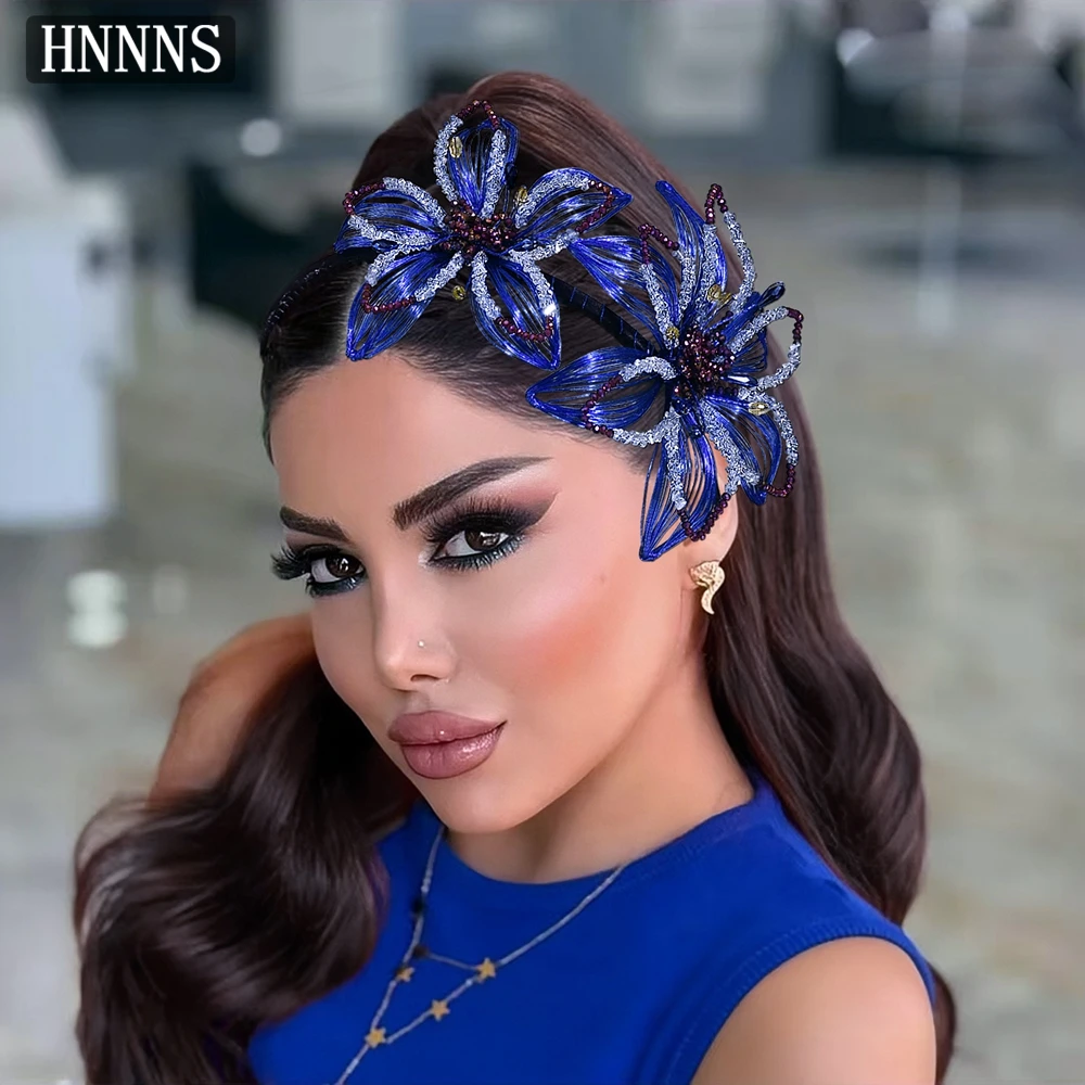 HNNNS 3D Blue Flower Headband Shiny Crystal Hair Hoop Unique Alloy Headpiece Fashion Wedding Dress Hair Accessories A357 
HNNNS 3D Blue Flower Headband Shiny Crystal Hair Hoop Unique Alloy Headpiece Fashion Wedding Dress Hair Accessories A357