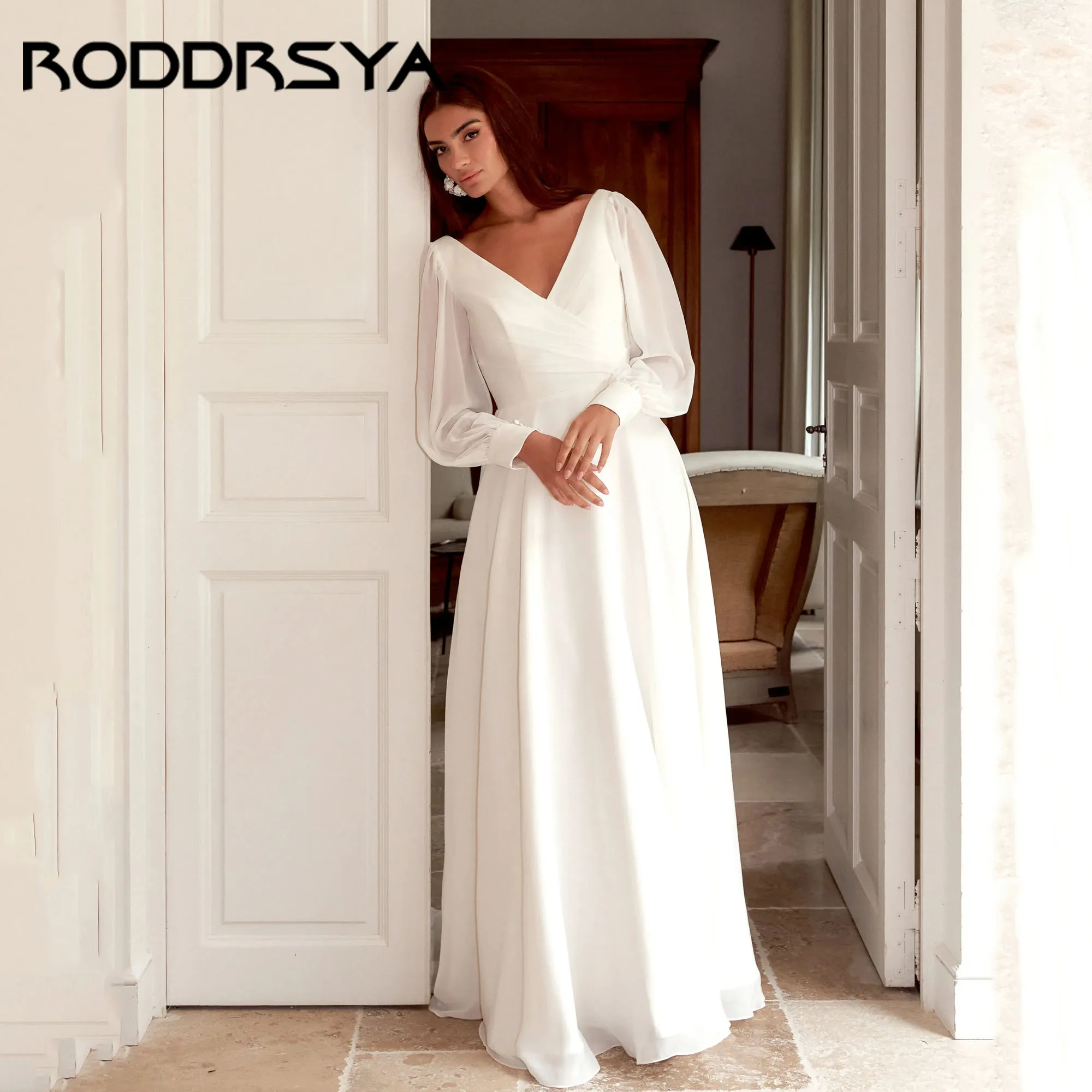 RODDRSYA Simple A-line Wedding Dress Women V-Neck Backless Long Puff Sleeve Bridal Gown A-Line Boho vestidos de novia Customized
RODDRSYA Simple A-line Wedding Dress Women V-Neck Backless Long Puff Sleeve Bridal Gown A-Line Boho vestidos de novia Customized