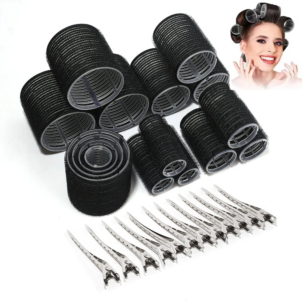 28pcs Black Self Grip Hair Rollers No Heat Hair Curlers Heatless Curls Hair Bangs Volume Self-adhesive Hook DIY Styling Tools
28pcs Black Self Grip Hair Rollers No Heat Hair Curlers Heatless Curls Hair Bangs Volume Self-adhesive Hook DIY Styling Tools