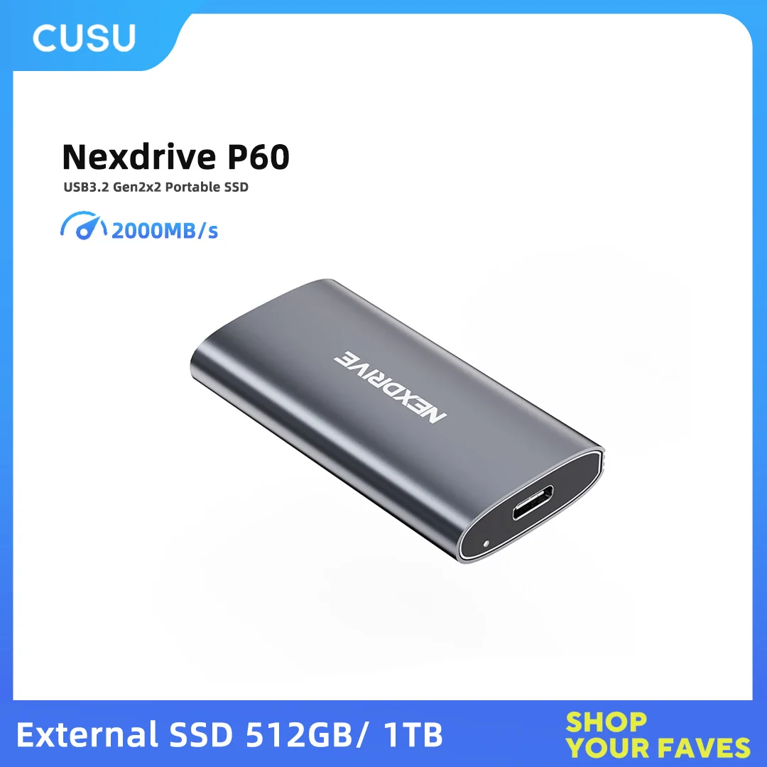 Cusu 20Gbps USB 3.2 Gen2x2 Type C External SSD 512GB 1TB Portable Solid State Hard Disk Externo Drive
Cusu 20Gbps USB 3.2 Gen2x2 Type C External SSD 512GB 1TB Portable Solid State Hard Disk Externo Drive