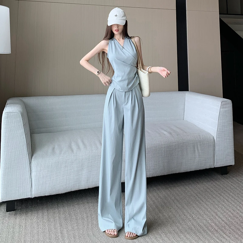Gothiscyn Casual Suit Women's Summer Pleated Slim Fit Vest High Waist Straight Leg Pants Two-piece Set Fashion Female Clothes
Gothiscyn Casual Suit Women's Summer Pleated Slim Fit Vest High Waist Straight Leg Pants Two-piece Set Fashion Female Clothes