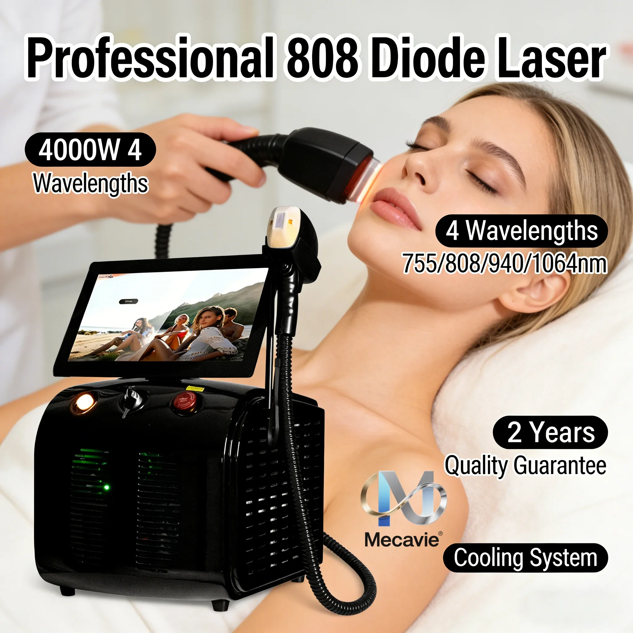 4Waves 755 808nm 940 1064 Diode Laser Hair Removal Machine Professional Portable Depilator 4000W Smooth Skin Men Women Suitable
4Waves 755 808nm 940 1064 Diode Laser Hair Removal Machine Professional Portable Depilator 4000W Smooth Skin Men Women Suitable