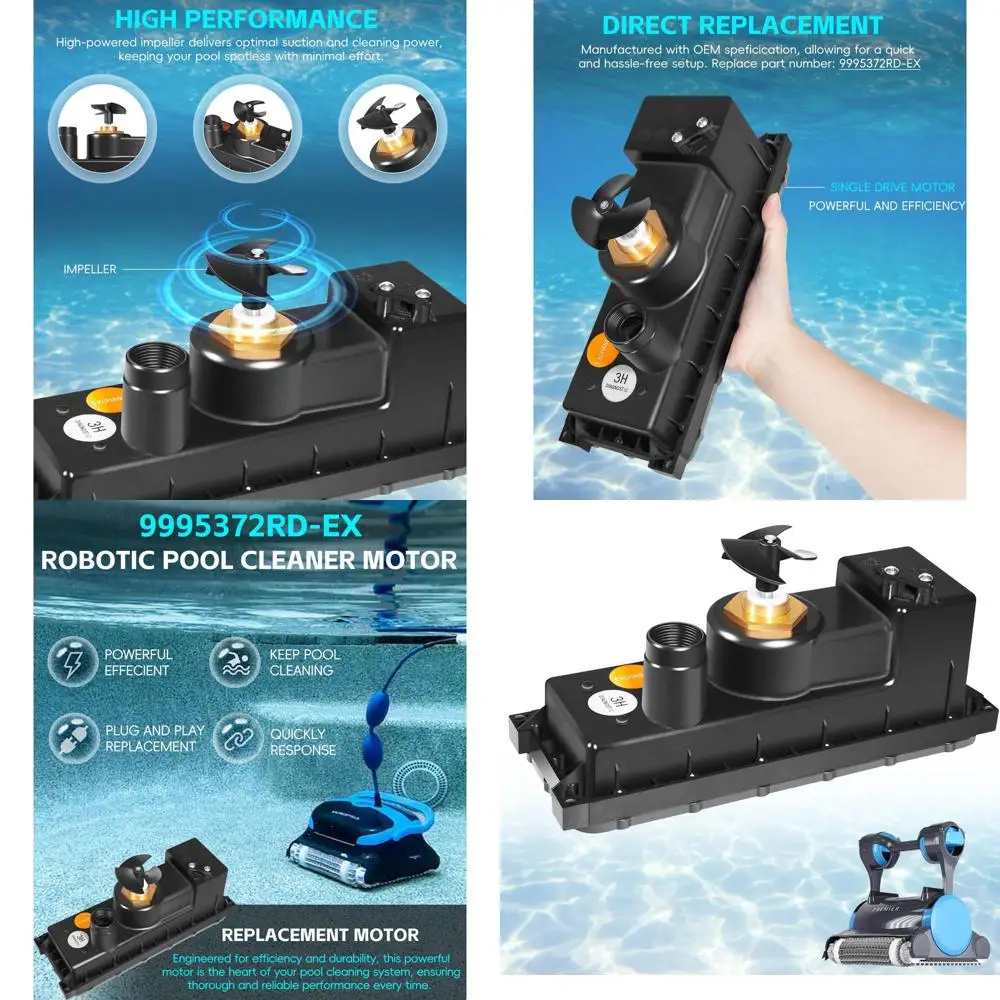 Universal Pool Cleaner Motor Unit for Advge Plus, Deluxe 4, Discovery, Edge, Premier, Prowler 830, and Triton Models
Universal Pool Cleaner Motor Unit for Advge Plus, Deluxe 4, Discovery, Edge, Premier, Prowler 830, and Triton Models