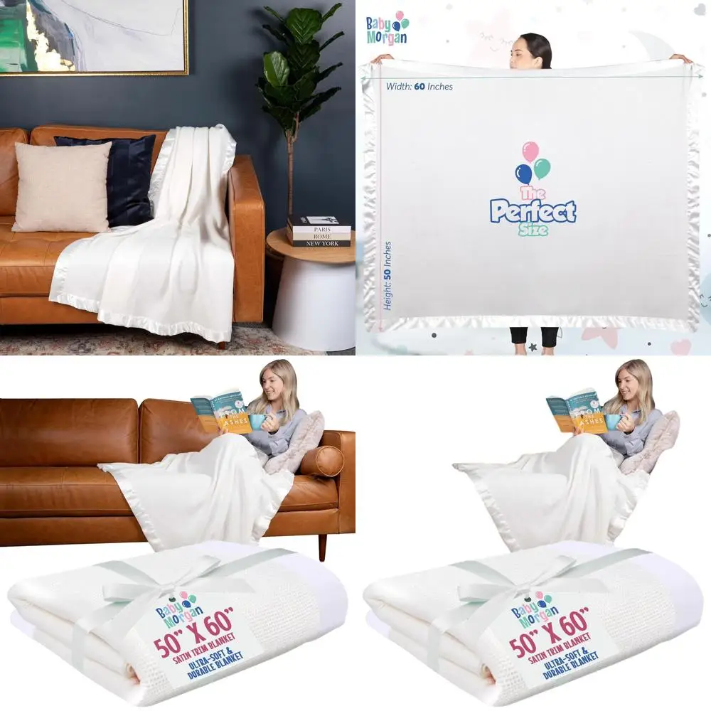 Vintage Waffle Weave Throw Blanket - Soft, Lightweight, Breathable - 50x60 with Satin Trim in White
Vintage Waffle Weave Throw Blanket - Soft, Lightweight, Breathable - 50x60 with Satin Trim in White