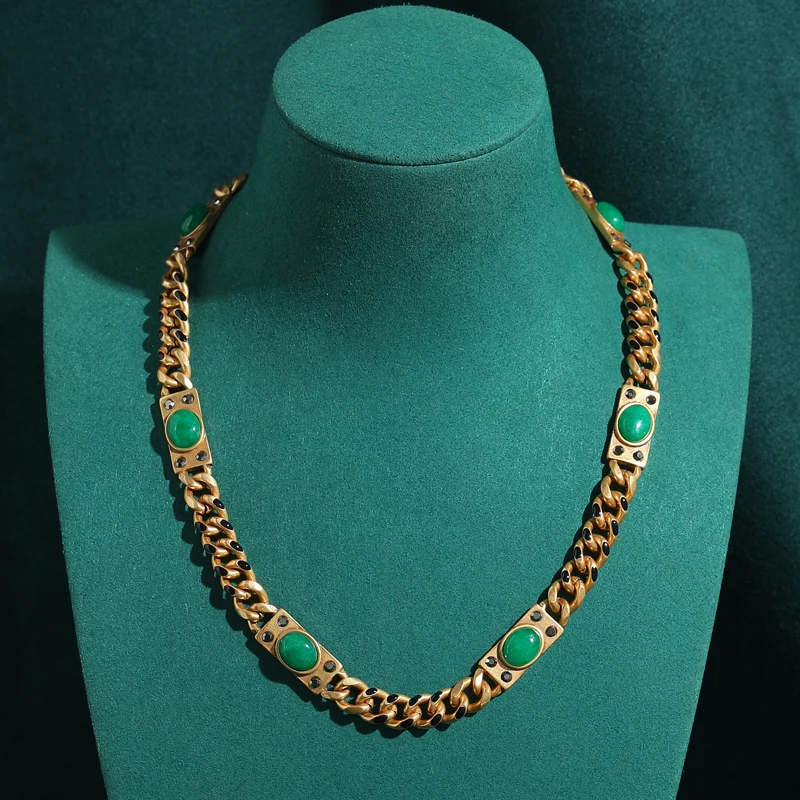 Vintage Antique Gold Color Choker Chain Necklace Green Glaze Summer Rhinestone Luxury Jewelry Designer Charms Party 2026 New
Vintage Antique Gold Color Choker Chain Necklace Green Glaze Summer Rhinestone Luxury Jewelry Designer Charms Party 2026 New