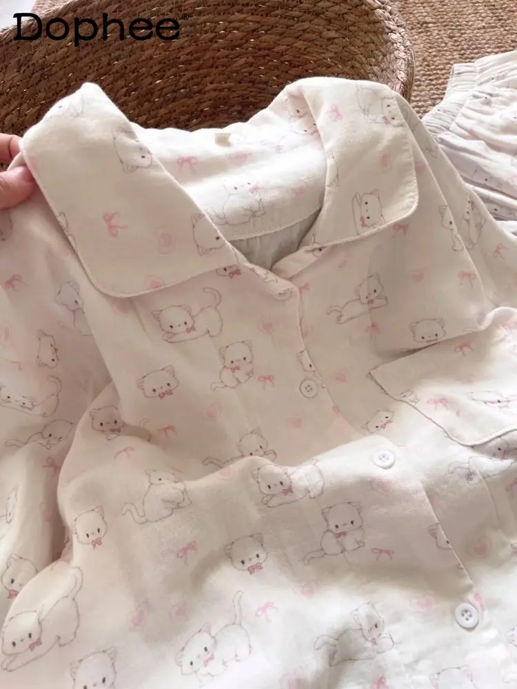 Новинка весны и осени 202, женские пижамы с бантом и рисунком кота из чистого хлопка, удобный и мягкий комплект домашней одежды для ношения снаружи
Новинка весны и осени 202, женские пижамы с бантом и рисунком кота из чистого хлопка, удобный и мягкий комплект домашней одежды для ношения снаружи