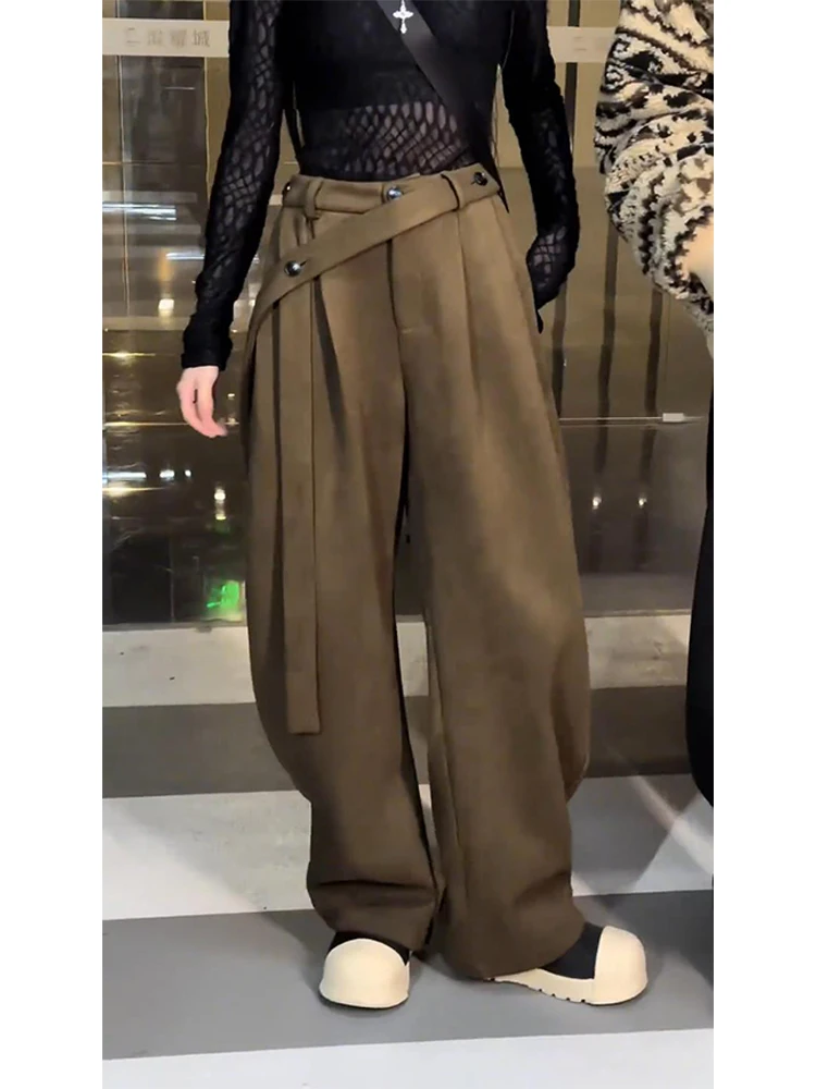 Suede Ribbon Suit Pants For Men, Spring And Autumn Wide Leg Curved Knife Pants High Waist Pants, Hanging Straight Leg Casual
Suede Ribbon Suit Pants For Men, Spring And Autumn Wide Leg Curved Knife Pants High Waist Pants, Hanging Straight Leg Casual