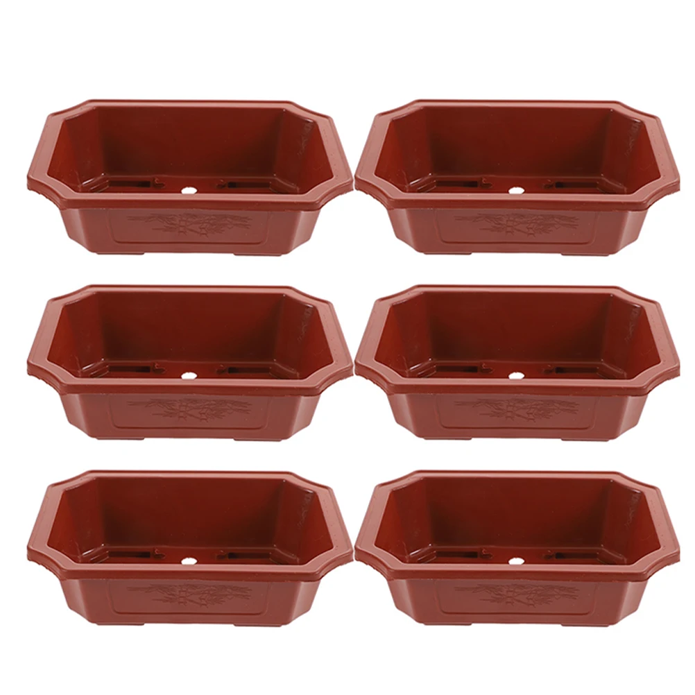 6pcs Plastic Flower Pots Rectangular Coffee Planter Indoor Gardening Decoration Drainage Holes Breathing Design Suitable Plants
6pcs Plastic Flower Pots Rectangular Coffee Planter Indoor Gardening Decoration Drainage Holes Breathing Design Suitable Plants