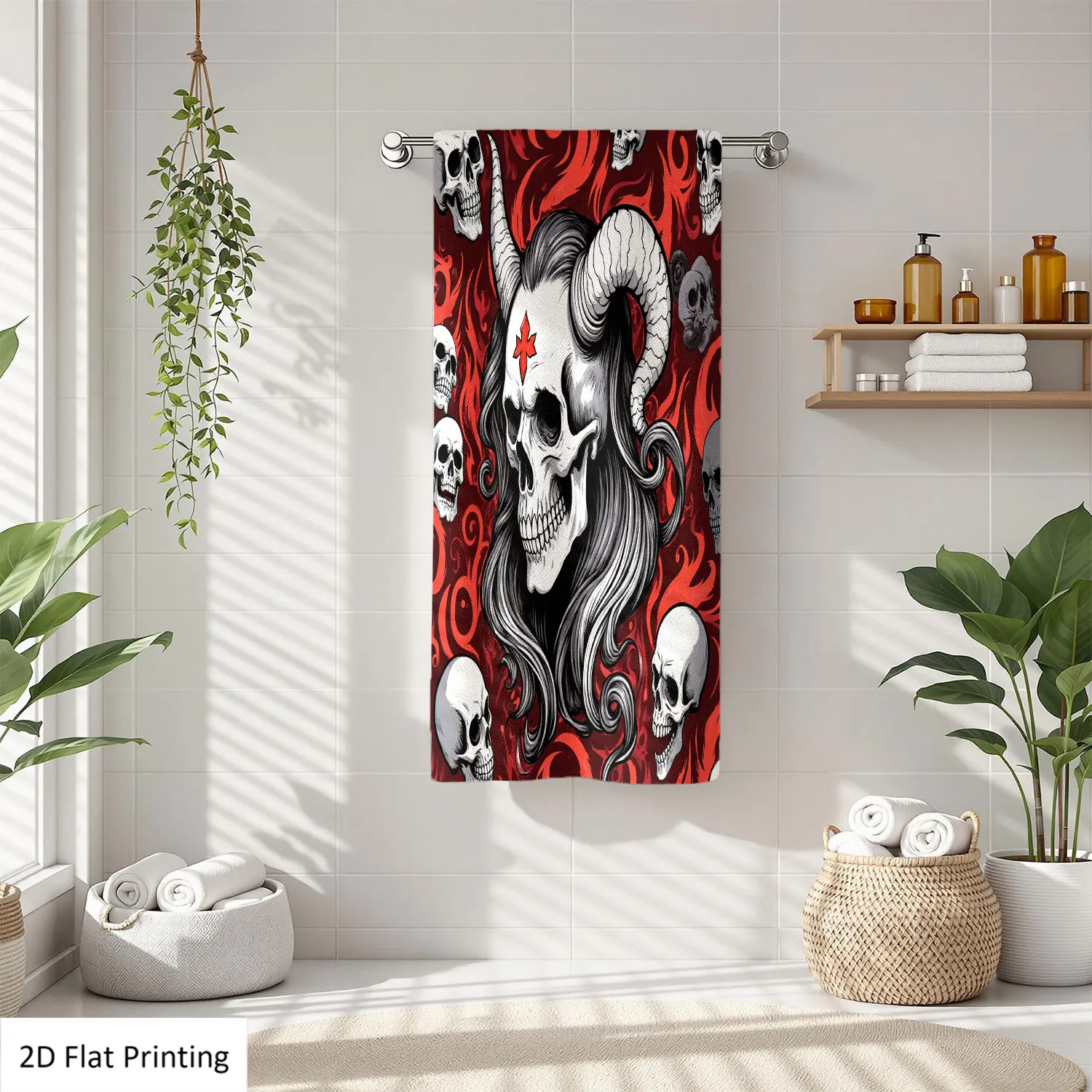 1Pc Skulls Devil Head With Horns Red Background Bathroom Hand Towel Bath Towel, Multiple Size Microfiber Polyester Towel, Unique Home Decorative Kitchen Towels, Festival Bathroom Accessories Decor, Quick Dry and Absorbent
1Pc Skulls Devil Head With Horns Red Background Bathroom Hand Towel Bath Towel, Multiple Size Microfiber Polyester Towel, Unique Home Decorative Kitchen Towels, Festival Bathroom Accessories Decor, Quick Dry and Absorbent