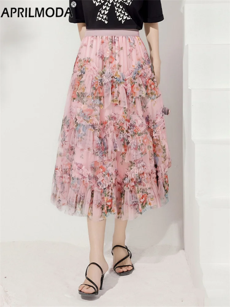 Patchwork Floral Print Ruffle Mesh Midi Long Women's Skirts High Elastic Waist Summer Elegant Prairie A-Line Tulle Tutu Skirt
Patchwork Floral Print Ruffle Mesh Midi Long Women's Skirts High Elastic Waist Summer Elegant Prairie A-Line Tulle Tutu Skirt