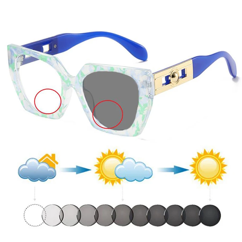New Fashion Women Floral Patchwork Square Photochromic Bifocals Reading Sunglasses Look Near Far Hyperopia Dark Glasses Sunnies
New Fashion Women Floral Patchwork Square Photochromic Bifocals Reading Sunglasses Look Near Far Hyperopia Dark Glasses Sunnies