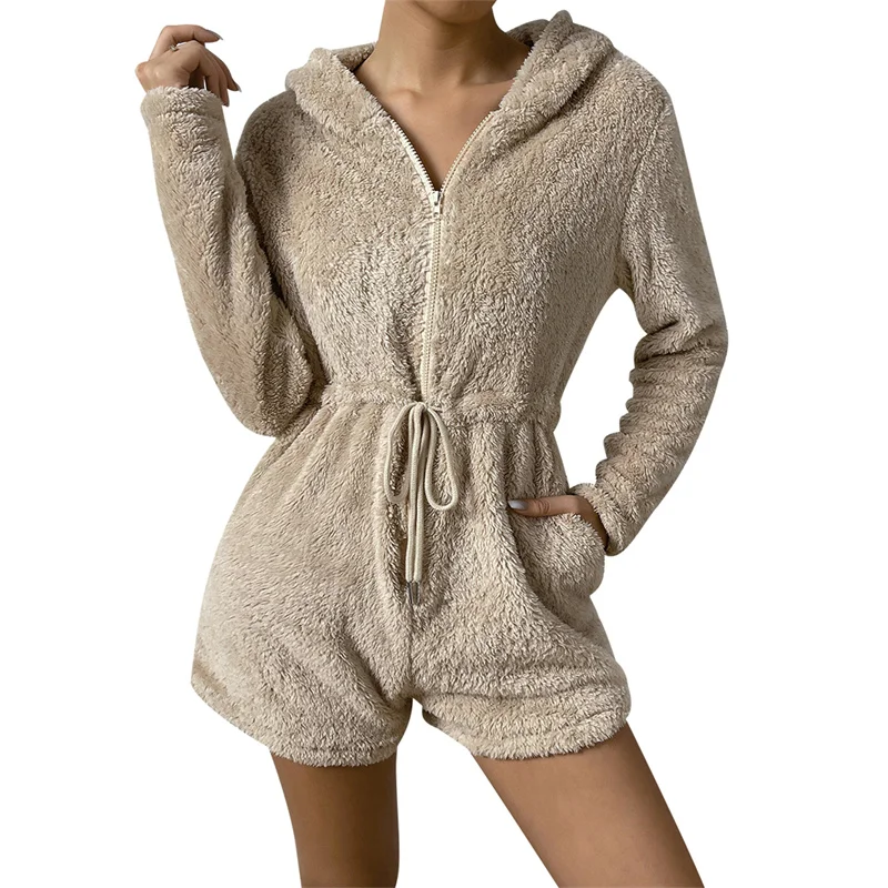 Warm Winter Loungewear Rompers Solid Femme Long Sleeve Drawstring High Waist Women Long Sleeve Zipper Hooded Playsuits Jumpsuits
Warm Winter Loungewear Rompers Solid Femme Long Sleeve Drawstring High Waist Women Long Sleeve Zipper Hooded Playsuits Jumpsuits