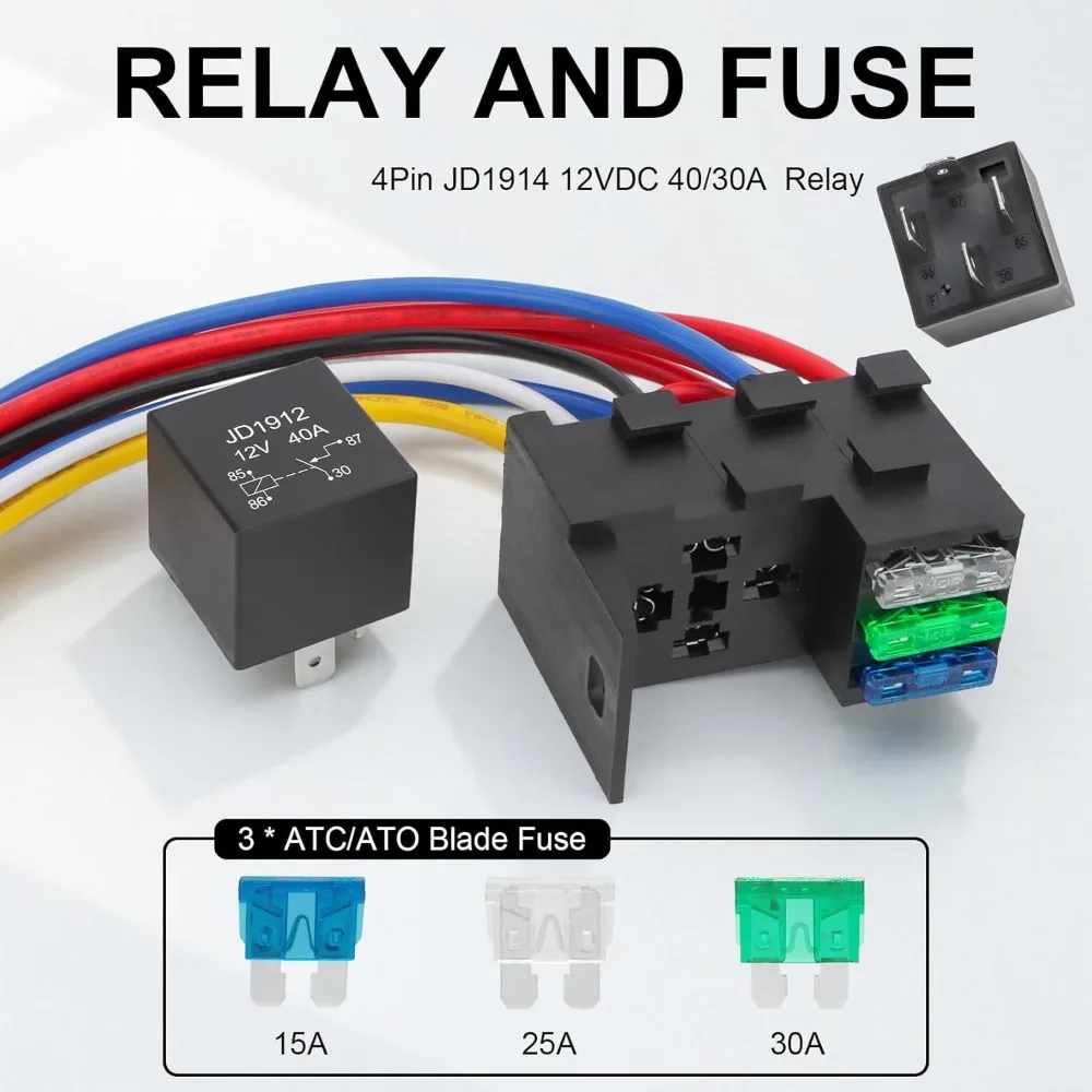 3 Way Fuse Relay Kit 40A 4 5Pin 12VWith 1 2 Relay And 3 Fuses 3-channel Fuse Box For Pickup Trucks Trailers Camper Boats
3 Way Fuse Relay Kit 40A 4 5Pin 12VWith 1 2 Relay And 3 Fuses 3-channel Fuse Box For Pickup Trucks Trailers Camper Boats