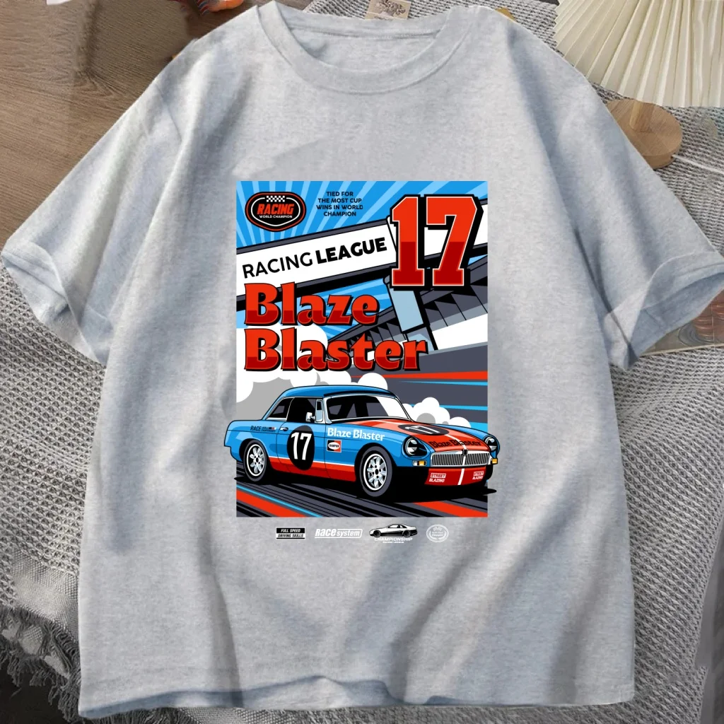 Blaze Blaster 17 Racing League Crew Neck Men T-Shirt Retro Race Car Poster Print Blue Red Graphic Casual Streetwear Top
Blaze Blaster 17 Racing League Crew Neck Men T-Shirt Retro Race Car Poster Print Blue Red Graphic Casual Streetwear Top