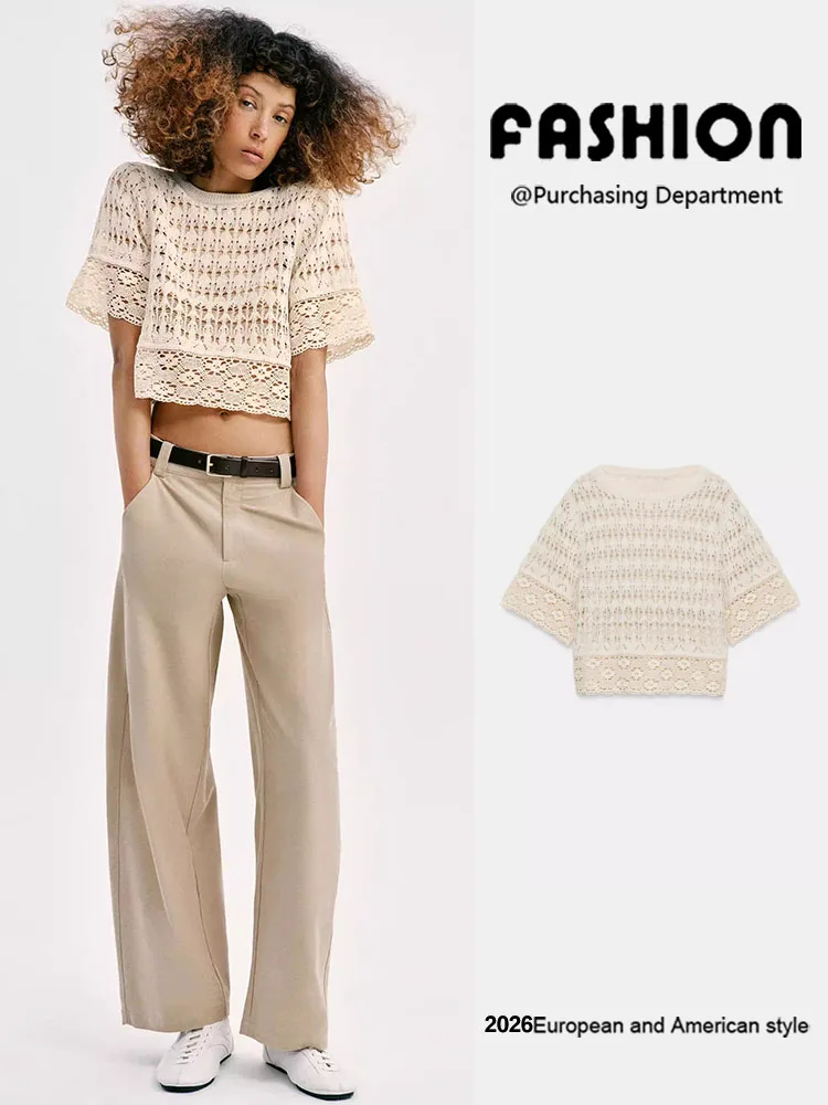 Spring New Arrival Women's Casual Knitted Hollow out Short Sleeve round Neck Top Versatile Animal Pattern Design Short Length
Spring New Arrival Women's Casual Knitted Hollow out Short Sleeve round Neck Top Versatile Animal Pattern Design Short Length