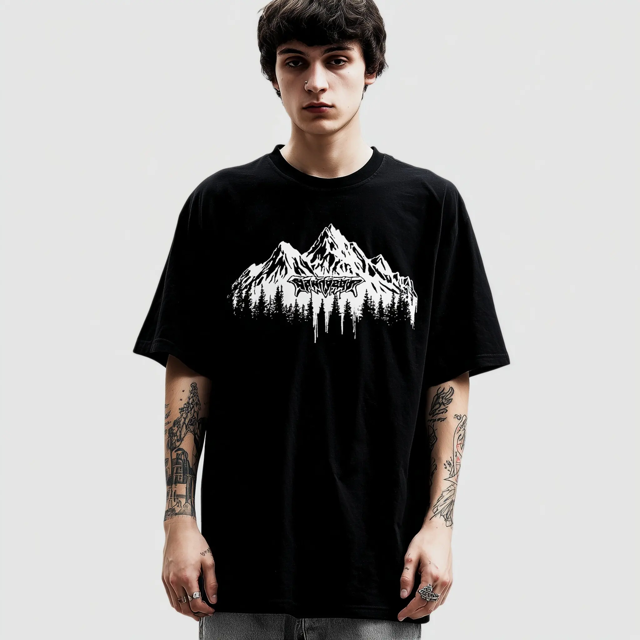 Teevo Men's Oversized T-Shirt with Mountain Forest Graphic Print for Outdoor Activities
Teevo Men's Oversized T-Shirt with Mountain Forest Graphic Print for Outdoor Activities