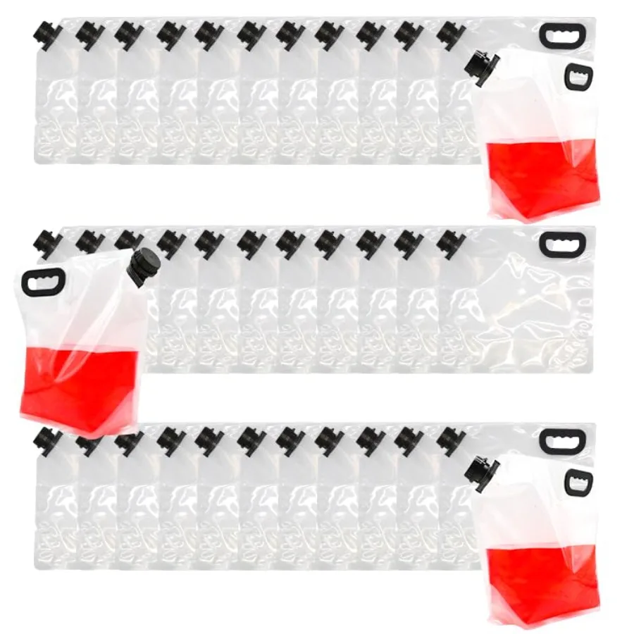 36 Pack 1.3 Gallon 5 Liter Food Grade Drink Carrier Water Pouc wit Tamper-Evident Freezale Collapsile Take Out evera ag for Ca
36 Pack 1.3 Gallon 5 Liter Food Grade Drink Carrier Water Pouc wit Tamper-Evident Freezale Collapsile Take Out evera ag for Ca