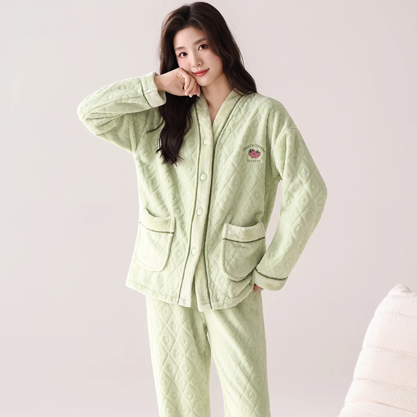 Женские пижамы, кардиган с v-образным вырезом, осенне-зимние фланелевые пижамы, женские пижамы Mujer, одежда для сна с длинными рукавами, плотная теплая одежда для отдыха
Женские пижамы, кардиган с v-образным вырезом, осенне-зимние фланелевые пижамы, женские пижамы Mujer, одежда для сна с длинными рукавами, плотная теплая одежда для отдыха