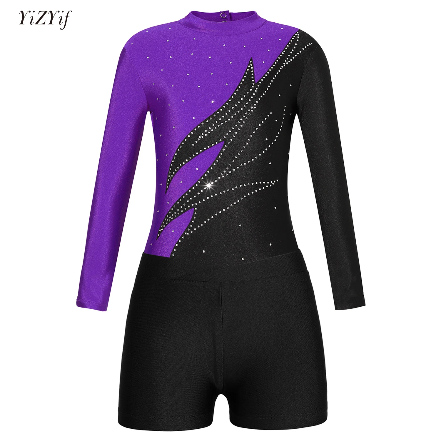 Kids Girls Long Sleeve Shiny Rhinestone Ballet Dance Leotard Gymnastics Bodysuit With Shorts Set Stage Performance Dance Wear
Kids Girls Long Sleeve Shiny Rhinestone Ballet Dance Leotard Gymnastics Bodysuit With Shorts Set Stage Performance Dance Wear