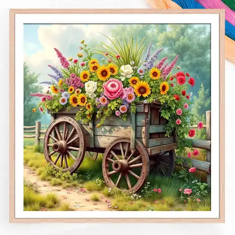 Cross Stitch วัวสัตว์ DIY Full Kis เย็บปักถักร้อย Cale ดอกไม้ 11CT พิมพ์ผ้าใบผีเสื้อตกแต่งบ้านที่ไม่ซ้ํากัน