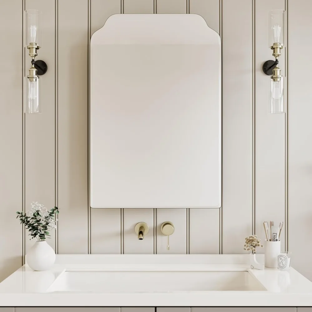 Victorian Style Recessed Wood Bathroom Medicine Cabinet with Curved Mirror Black 17.5x29 Inch
Victorian Style Recessed Wood Bathroom Medicine Cabinet with Curved Mirror Black 17.5x29 Inch