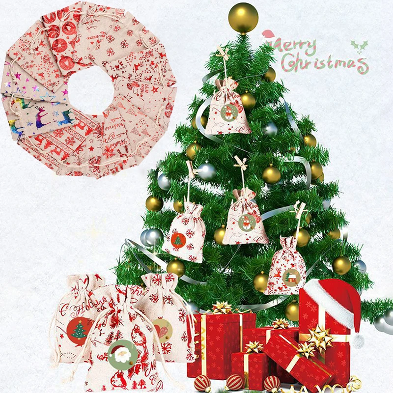 Christmas Drawstring Gift Bag Burlap Packing Pouches Candy Cookie Storage Bags Navidad New Year Party Packaging Decor Supplies
Christmas Drawstring Gift Bag Burlap Packing Pouches Candy Cookie Storage Bags Navidad New Year Party Packaging Decor Supplies
