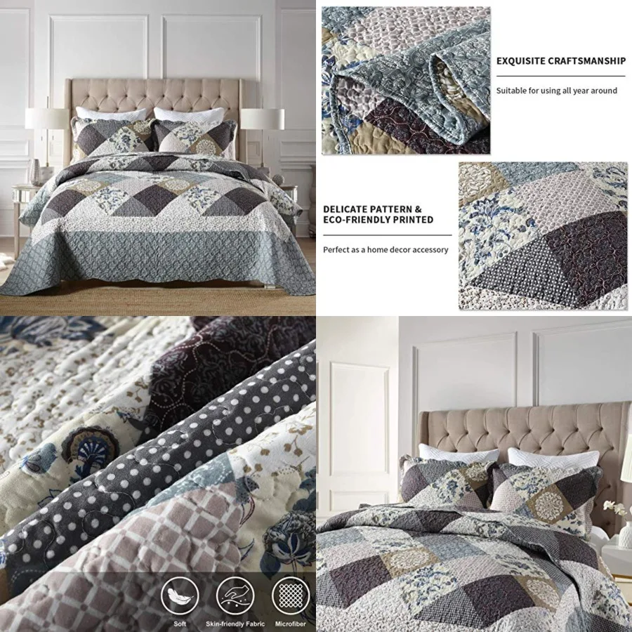 3-Piece Queen Quilt Set Quilted Bedspread Oversized Microfiber Lightweight Coverlet Set with Shams Reversible Printed Coverlet Bedding Set for All Season, Slate Blue, Queen Size
3-Piece Queen Quilt Set Quilted Bedspread Oversized Microfiber Lightweight Coverlet Set with Shams Reversible Printed Coverlet Bedding Set for All Season, Slate Blue, Queen Size