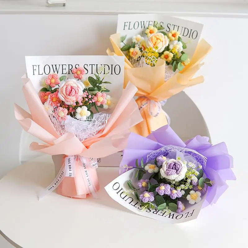 Artificial Crochet Flower Graduation Bouquet Hand-knitted Bouquet Wedding Gifts For Guests Valentine's Day Birthday Party Gifts
Artificial Crochet Flower Graduation Bouquet Hand-knitted Bouquet Wedding Gifts For Guests Valentine's Day Birthday Party Gifts