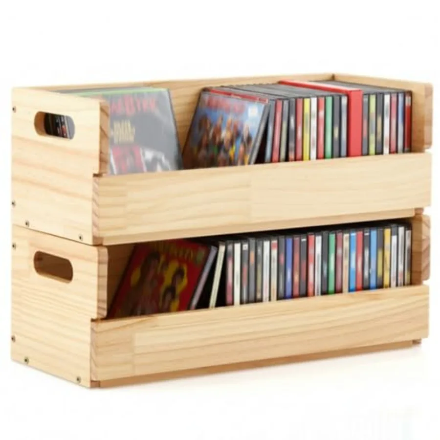 2 Set Wooden CD Storage Box Holder Shelf Cassette Tape Display Racks with Carrying Handles Organizer Shelf for Movie Cases DVDs
2 Set Wooden CD Storage Box Holder Shelf Cassette Tape Display Racks with Carrying Handles Organizer Shelf for Movie Cases DVDs