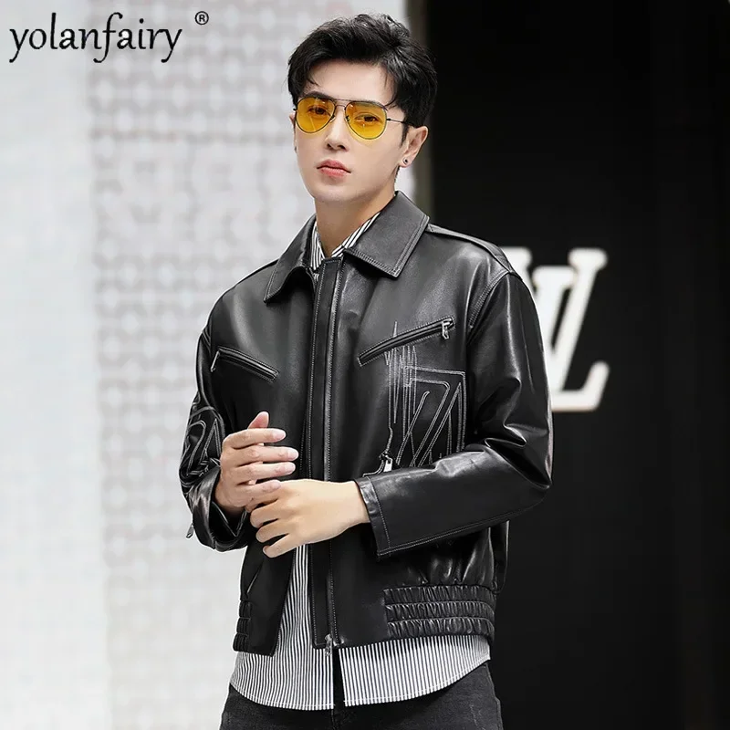 High End Embroidered Genuine Leather Jackets for Men Autumn New Sheepskin Coat Trend Fashion Loose Motorcycle Men's Jacket FCY
High End Embroidered Genuine Leather Jackets for Men Autumn New Sheepskin Coat Trend Fashion Loose Motorcycle Men's Jacket FCY