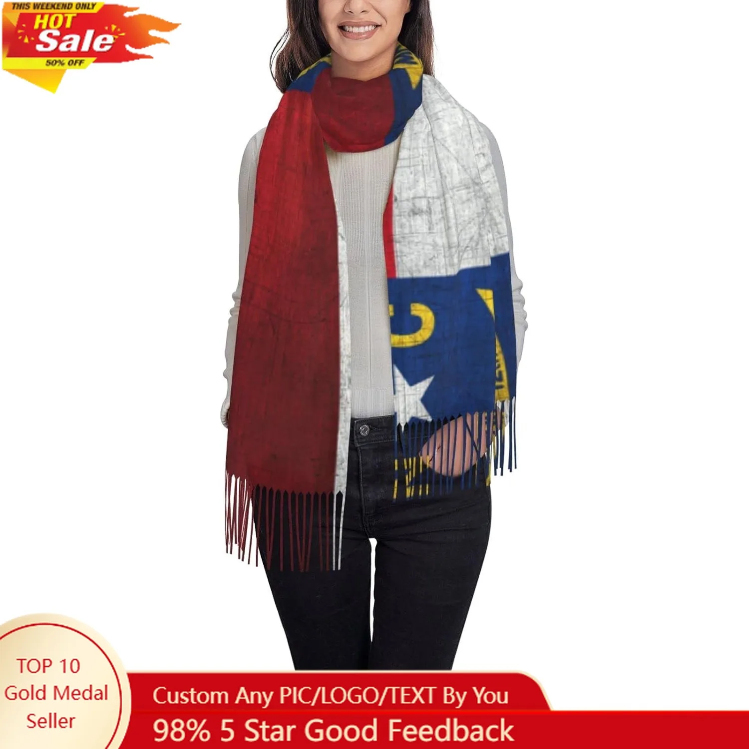 Women'S North Carolina Flag Oversize Tassel Shawl Scarf Wraps For Women
Women'S North Carolina Flag Oversize Tassel Shawl Scarf Wraps For Women